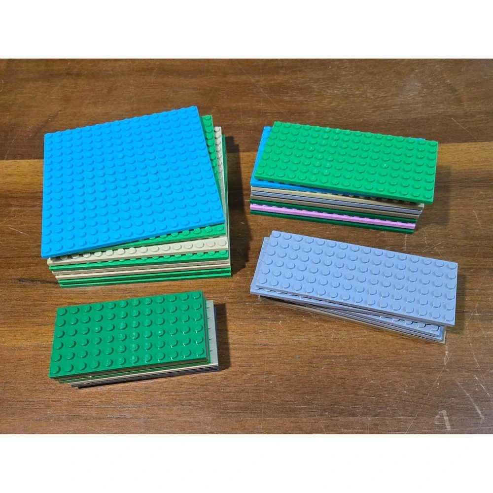 Lego Baseplates Bulk Lot Mixed Sizes and Colors Green Blue Tan Grey Pink